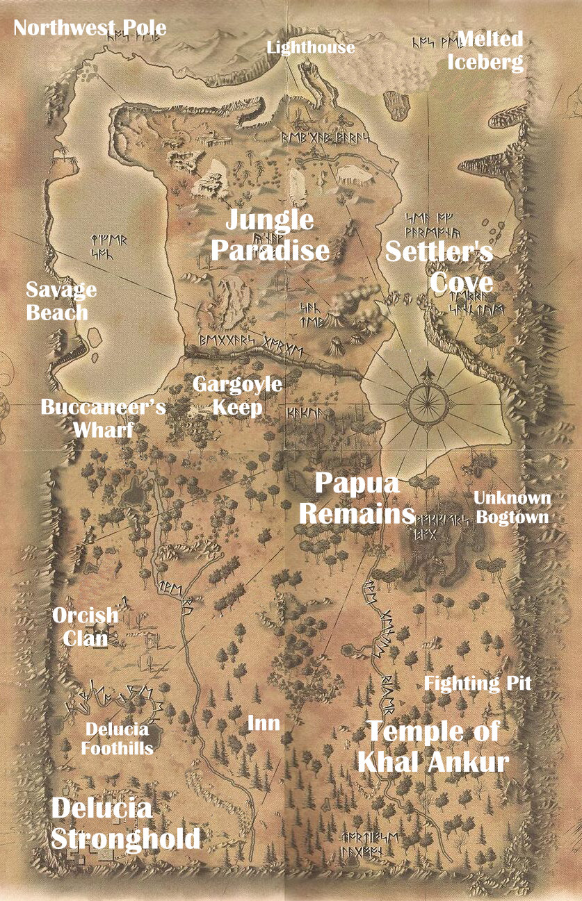 A map of the lost lands from Ultima Online Tides of Power